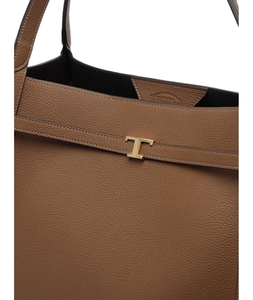TOD'S Коричневая кожаная сумка тоут, фото 4