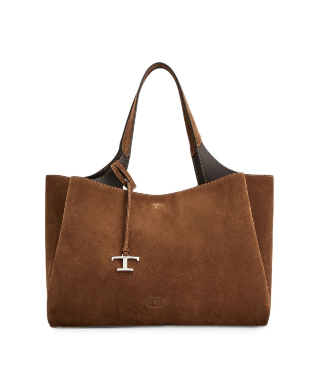 TOD'S Коричневая замшевая сумка тоут, фото 1