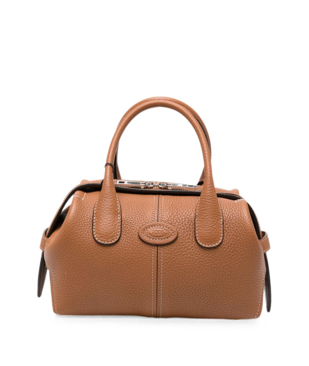 TOD'S Коричневая кожаная сумка с короткими ручками, фото 1