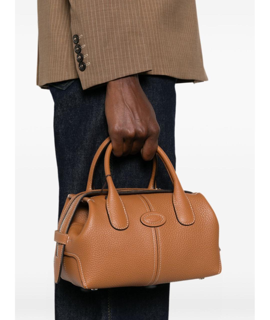TOD'S Коричневая кожаная сумка с короткими ручками, фото 4