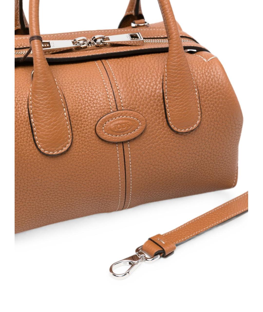 TOD'S Коричневая кожаная сумка с короткими ручками, фото 5
