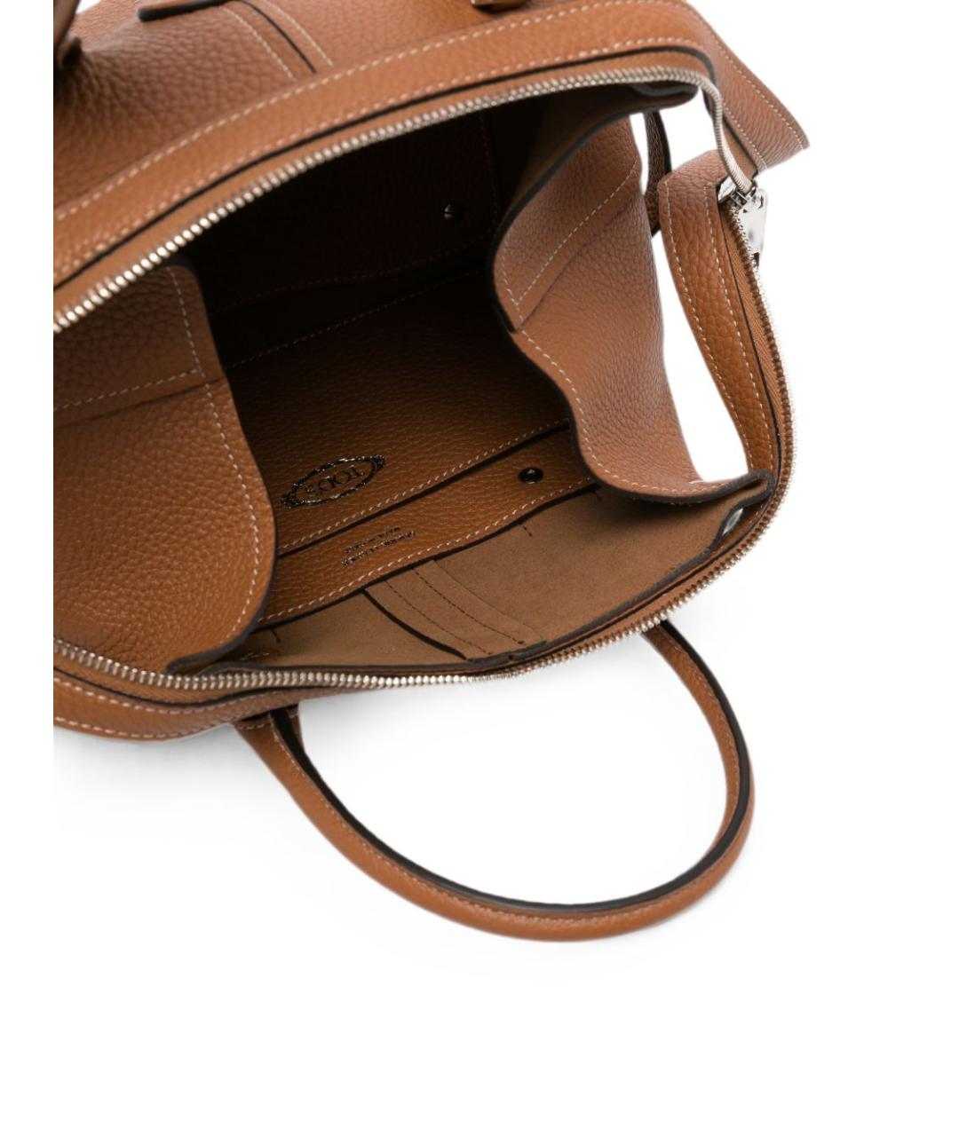 TOD'S Коричневая кожаная сумка с короткими ручками, фото 2