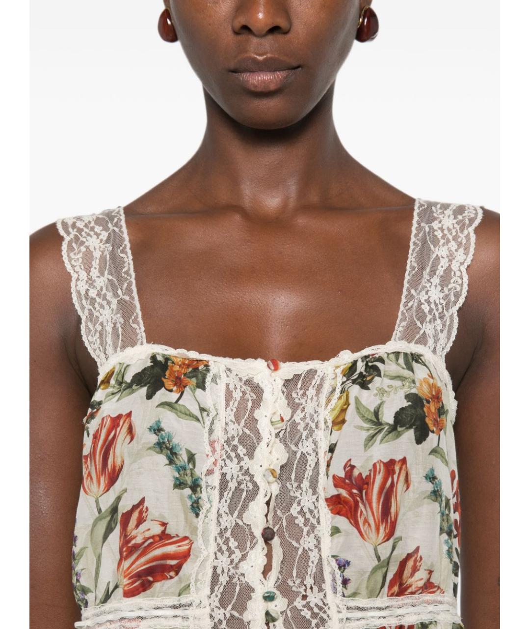 ALICE+OLIVIA Бежевая хлопковая майка, фото 5