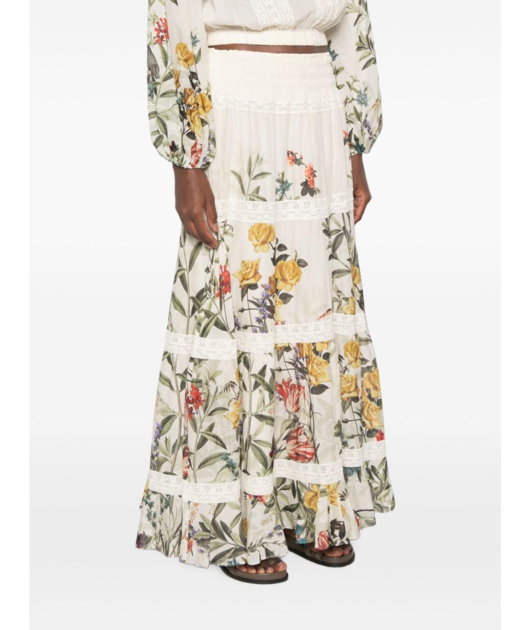 ALICE+OLIVIA Бежевая хлопковая юбка макси, фото 5
