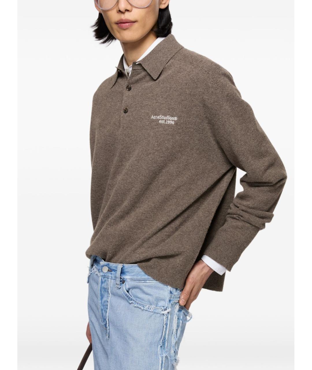ACNE STUDIOS Коричневая шерстяная футболка, фото 4