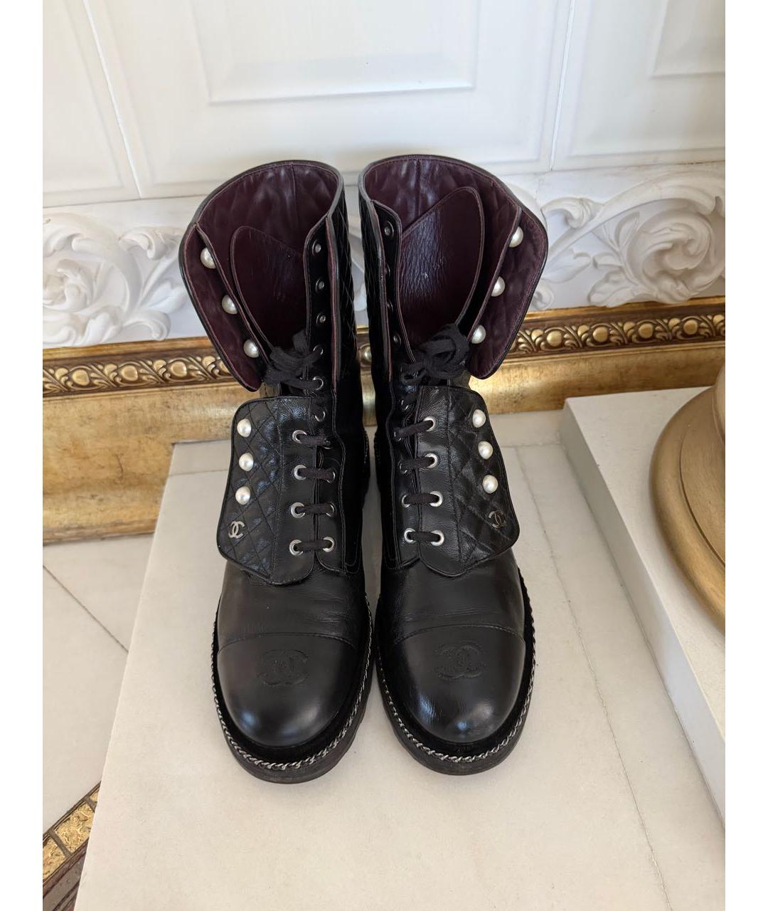 CHANEL Черные кожаные ботинки, фото 2