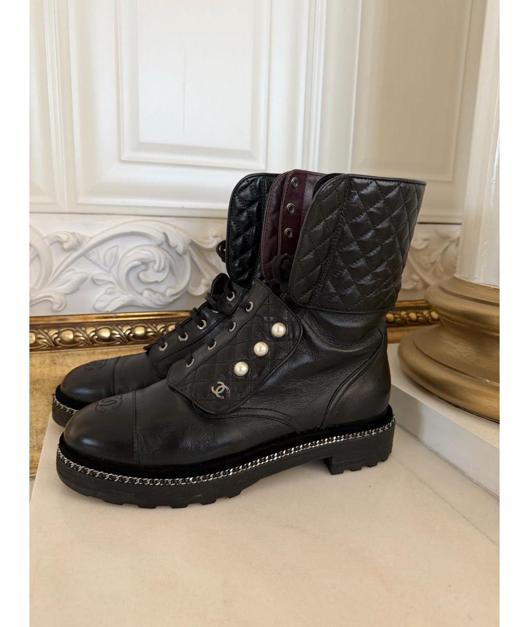 CHANEL Черные кожаные ботинки, фото 8