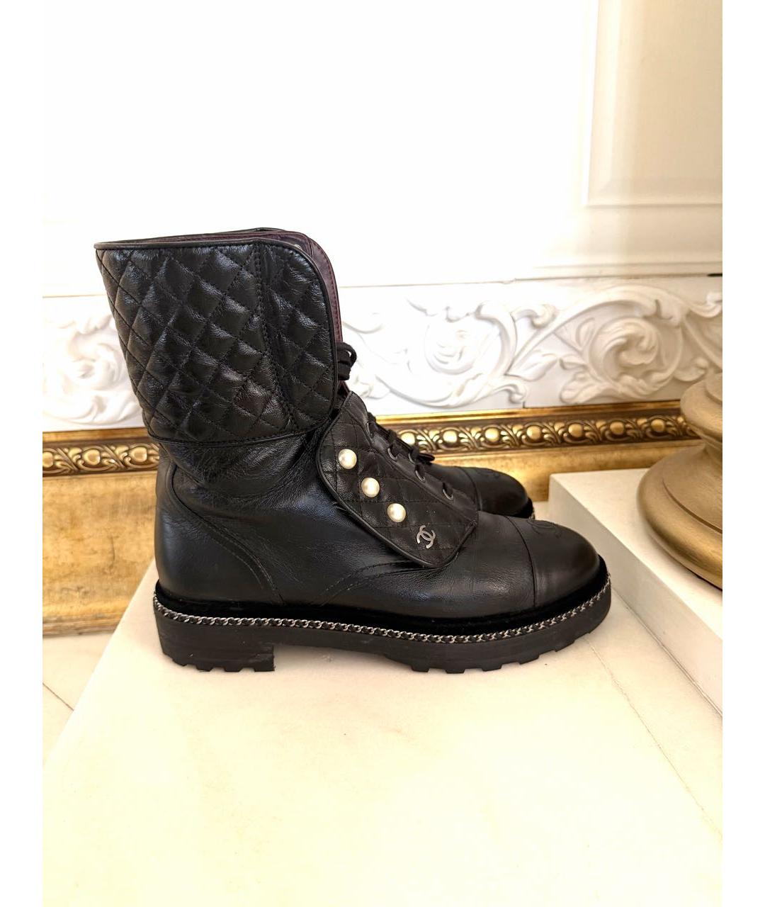 CHANEL Черные кожаные ботинки, фото 9