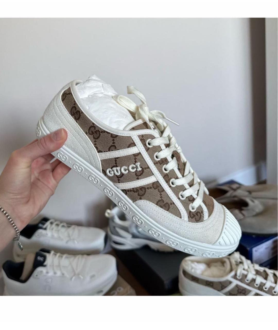 GUCCI Бежевые текстильные кроссовки, фото 4