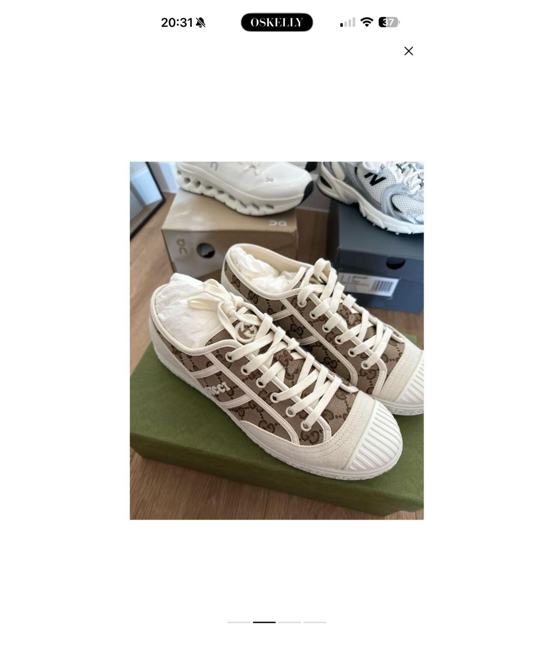GUCCI Бежевые текстильные кроссовки, фото 3