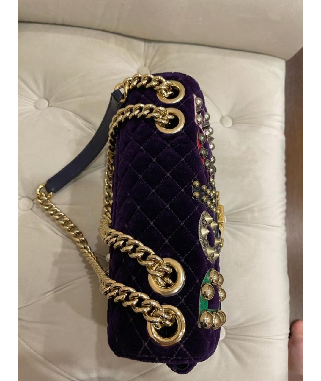 DOLCE&GABBANA Фиолетовая бархатная сумка через плечо, фото 3