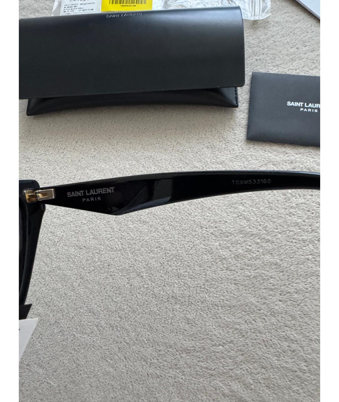 SAINT LAURENT Черные пластиковые солнцезащитные очки, фото 3