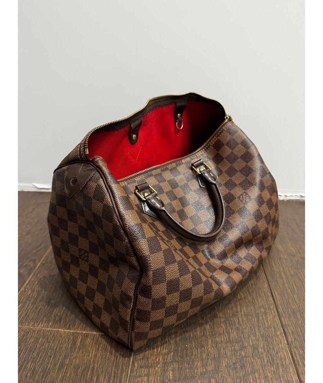 LOUIS VUITTON Коричневая кожаная сумка с короткими ручками, фото 2