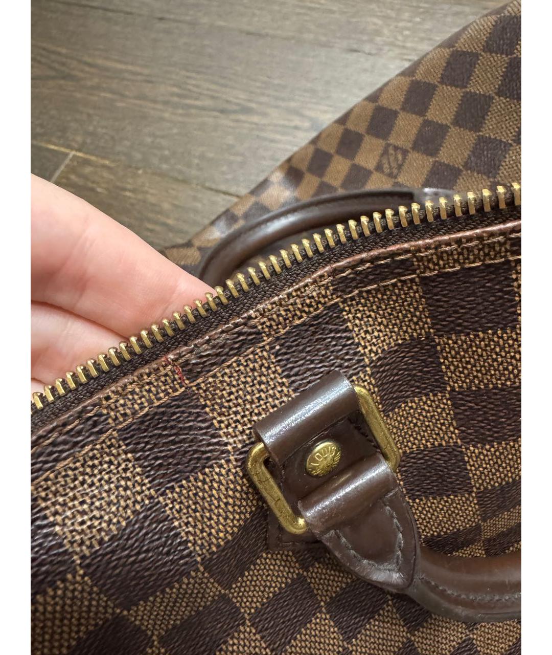LOUIS VUITTON Коричневая кожаная сумка с короткими ручками, фото 5
