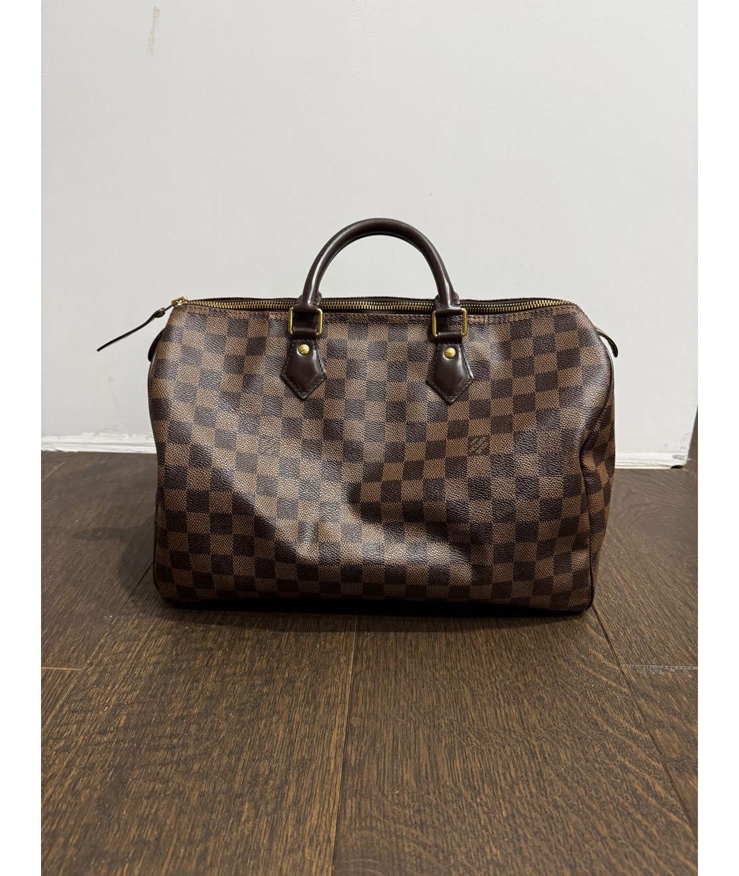 LOUIS VUITTON Коричневая кожаная сумка с короткими ручками, фото 7