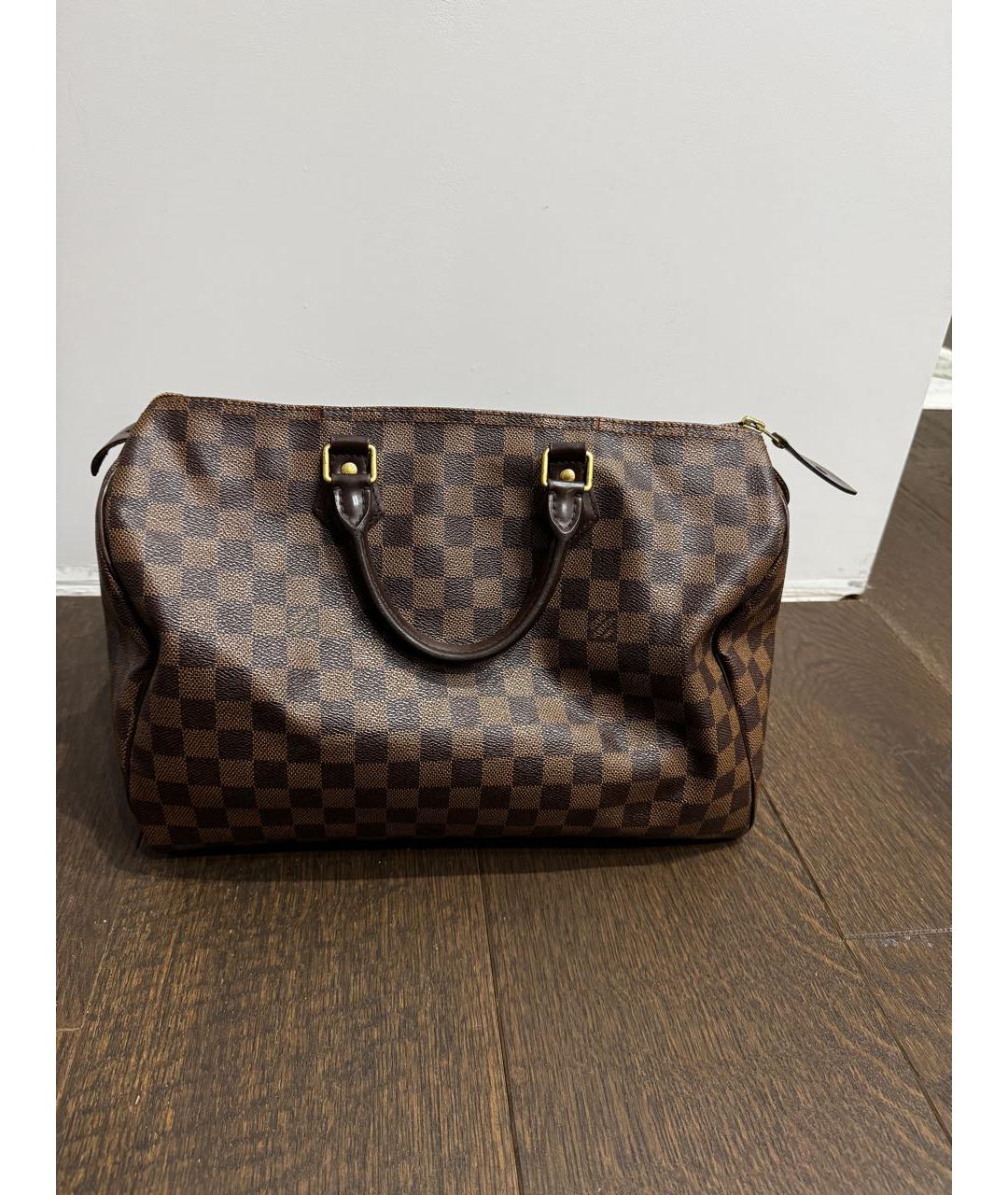 LOUIS VUITTON Коричневая кожаная сумка с короткими ручками, фото 3