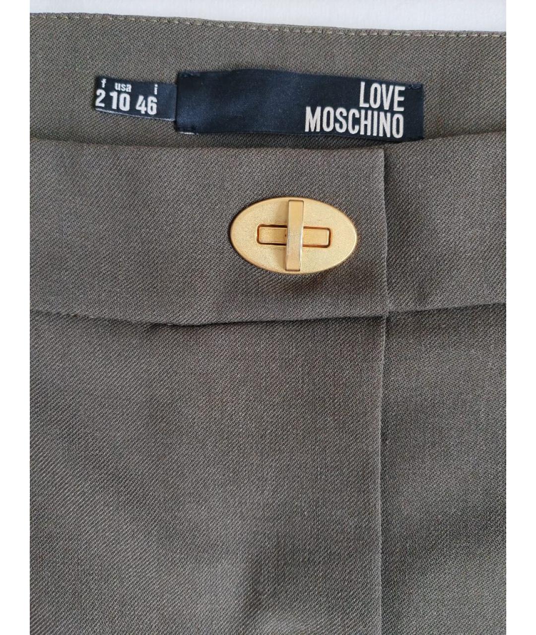 LOVE MOSCHINO Хаки шерстяная юбка миди, фото 5