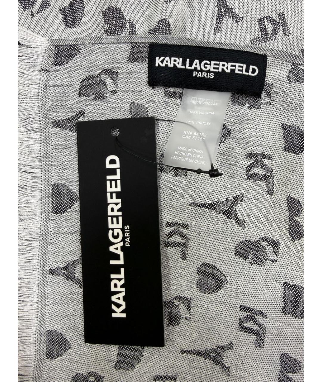 KARL LAGERFELD Серый шарф, фото 7