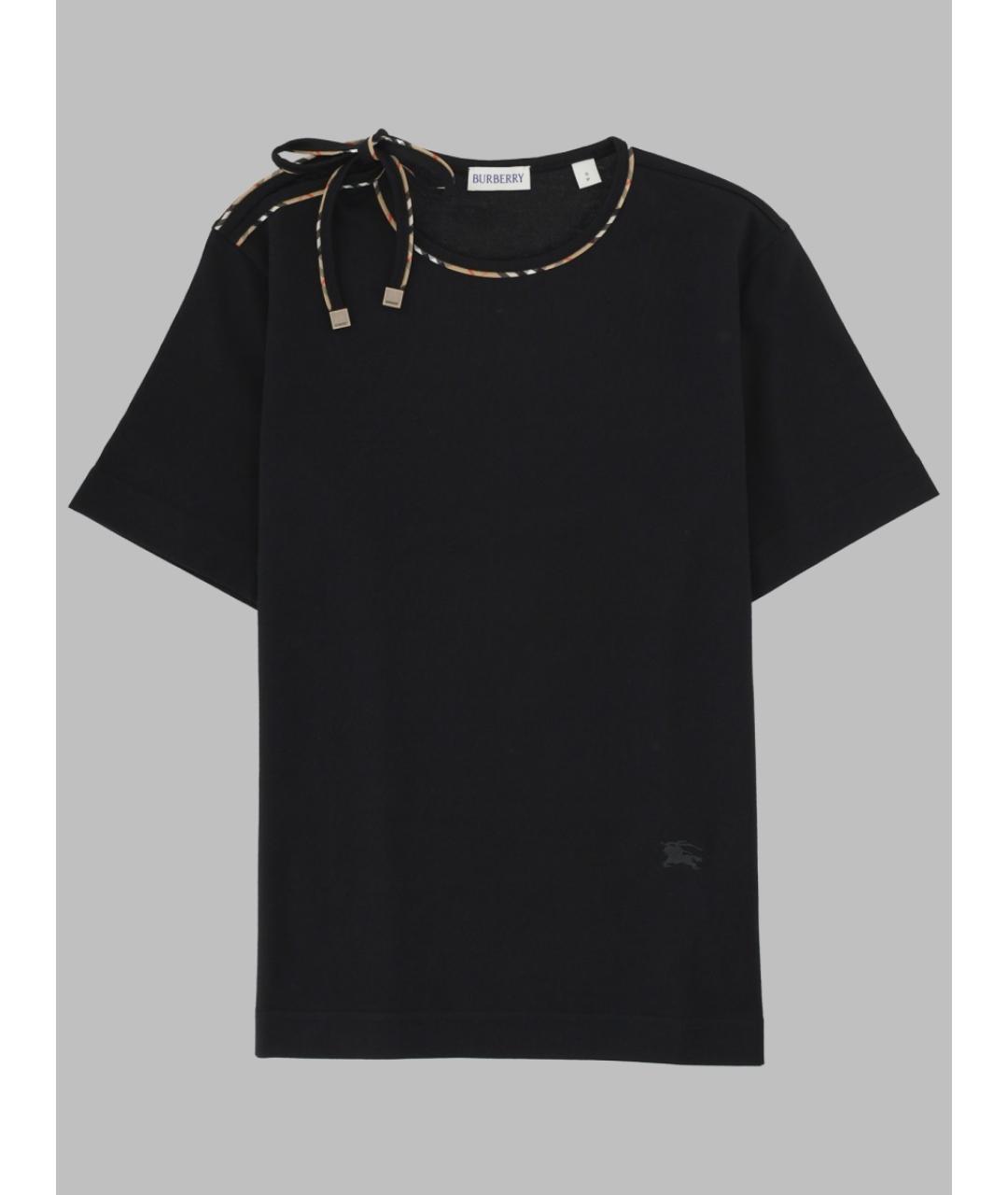 BURBERRY Черная хлопковая футболка, фото 3