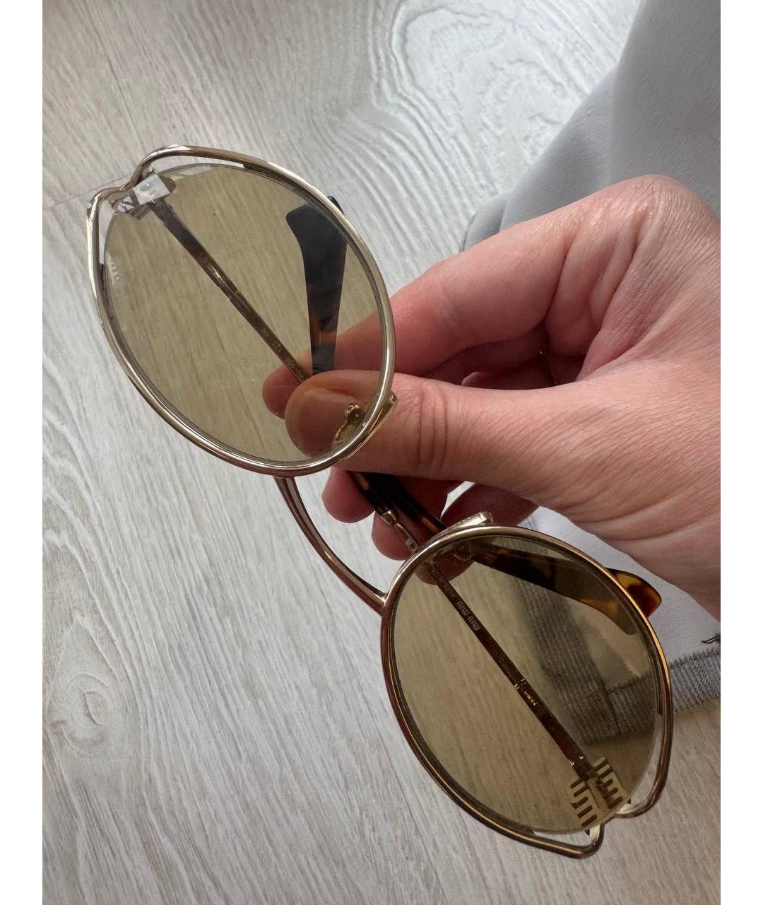 MIU MIU Золотые металлические солнцезащитные очки, фото 6