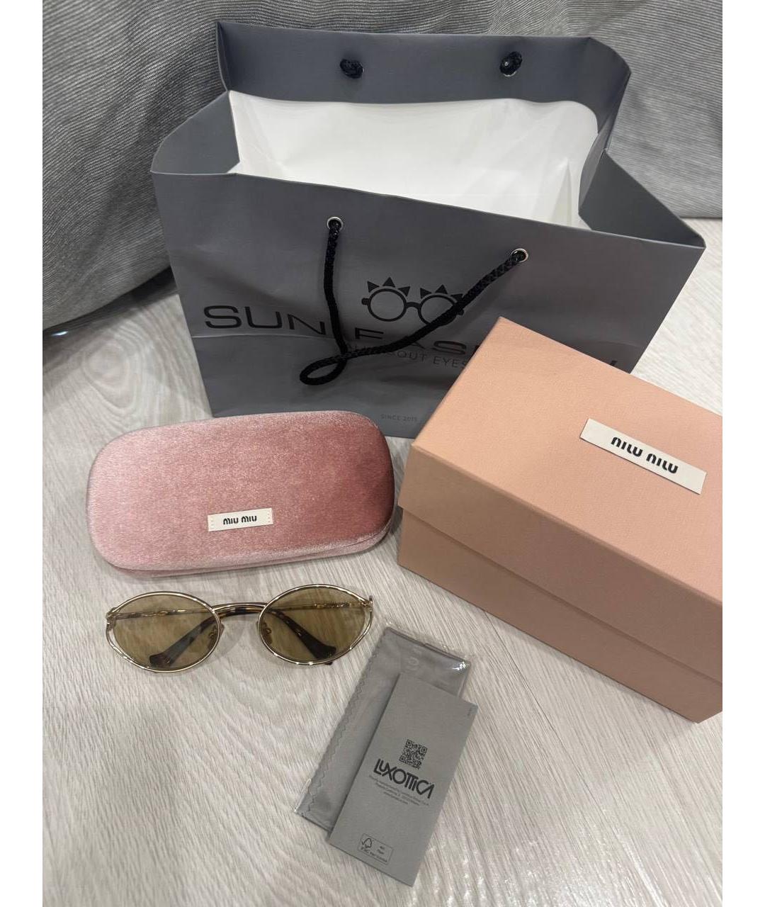 MIU MIU Золотые металлические солнцезащитные очки, фото 2