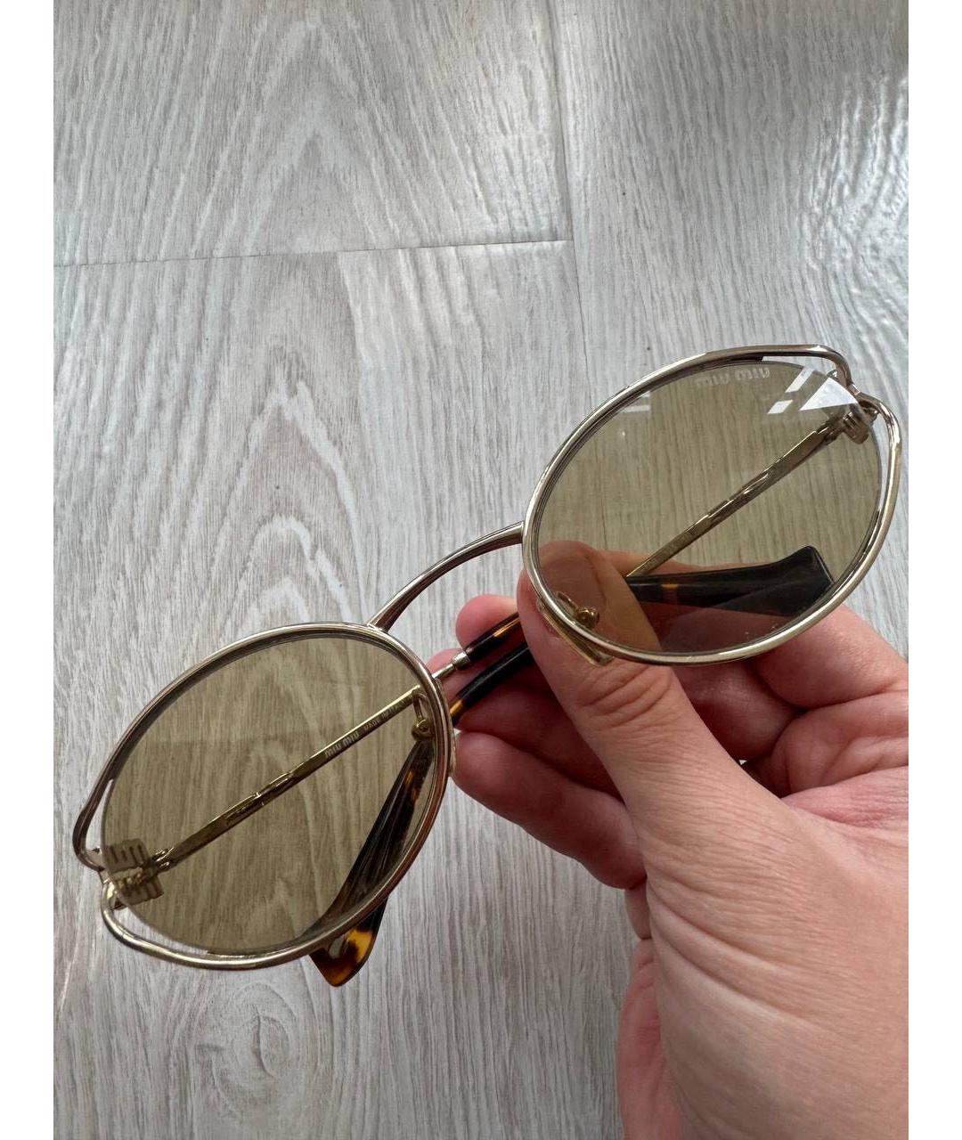 MIU MIU Золотые металлические солнцезащитные очки, фото 3