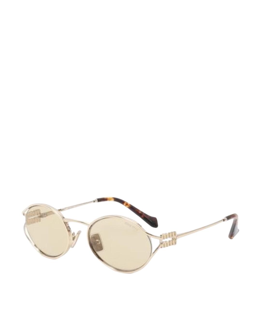 MIU MIU Золотые металлические солнцезащитные очки, фото 1