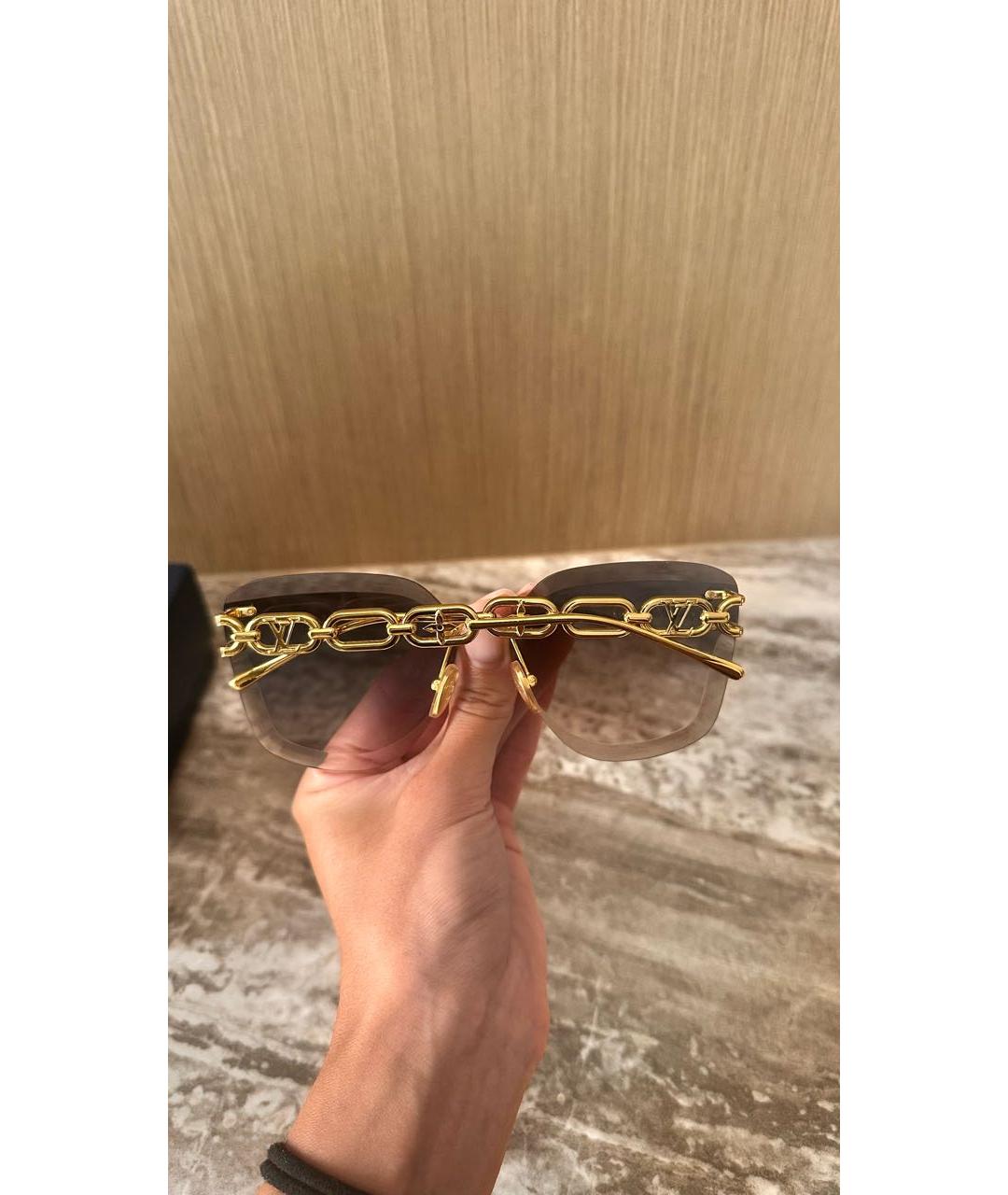 LOUIS VUITTON Золотые солнцезащитные очки, фото 2