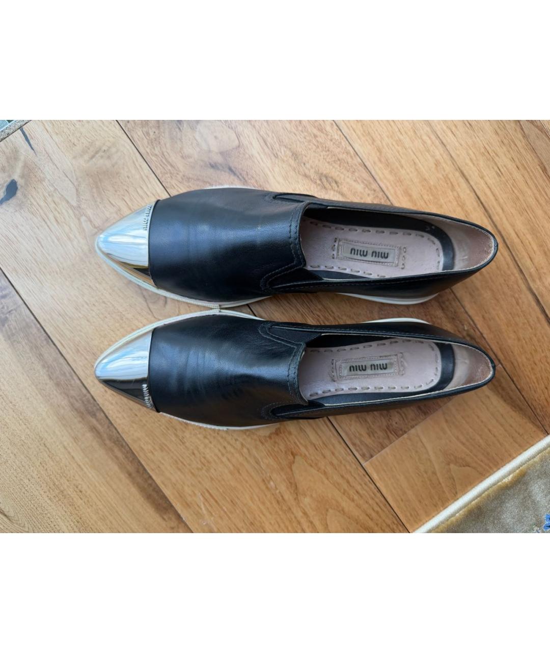 MIU MIU Черные кожаные лоферы, фото 3