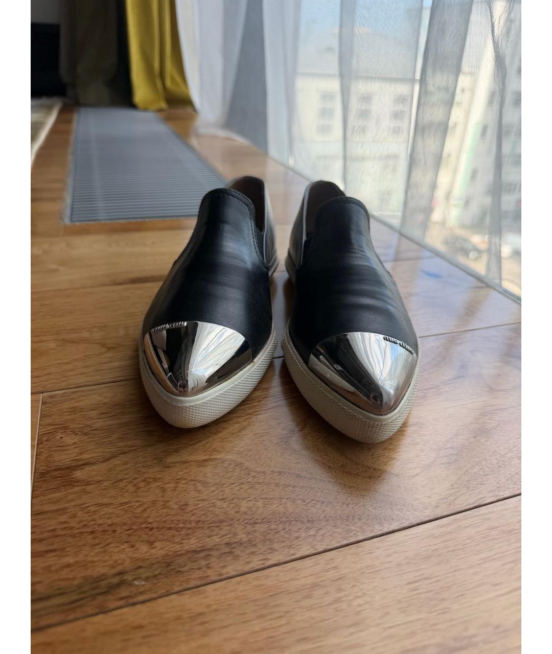 MIU MIU Черные кожаные лоферы, фото 2