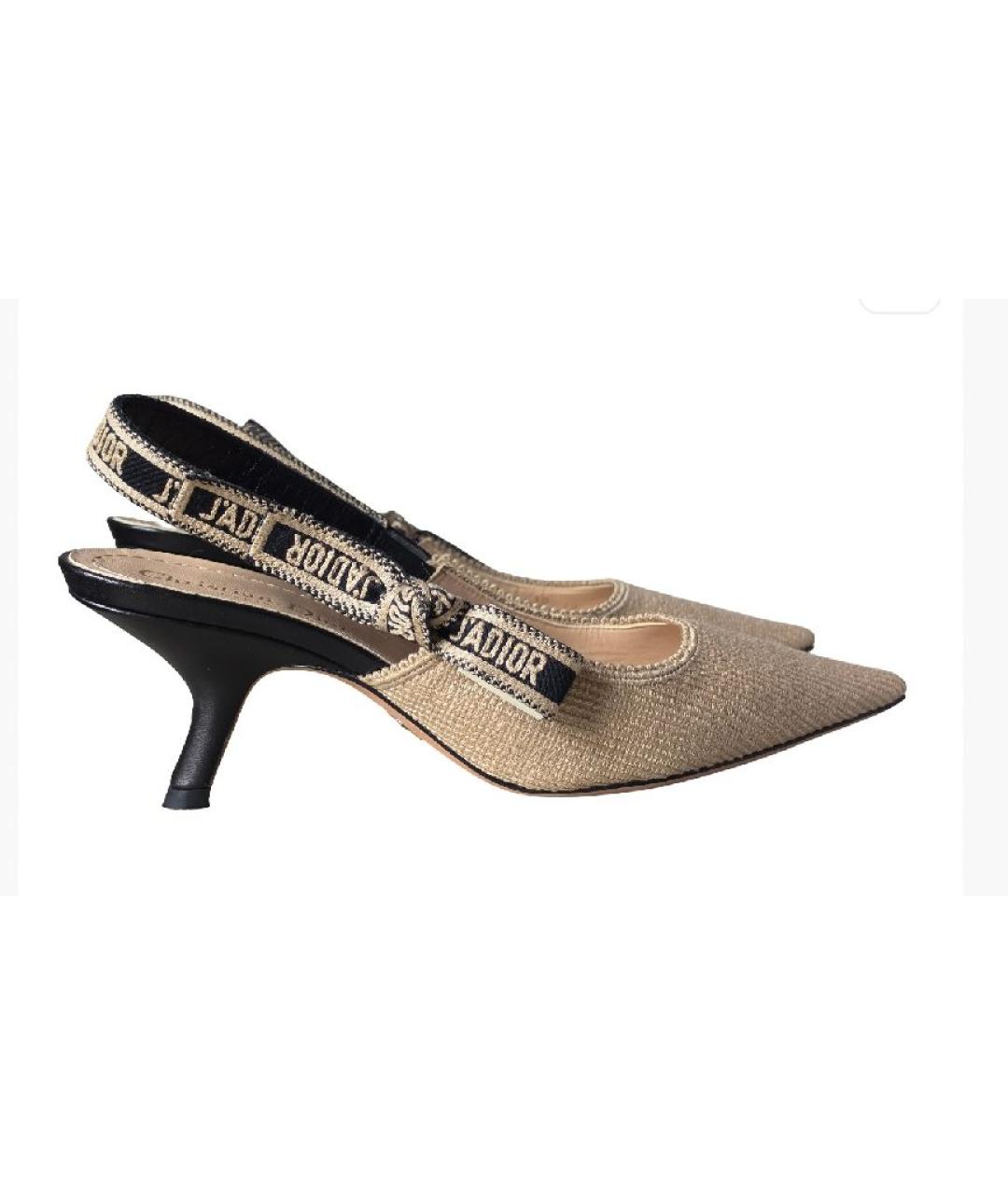 CHRISTIAN DIOR Бежевые лодочки на низком каблуке, фото 8