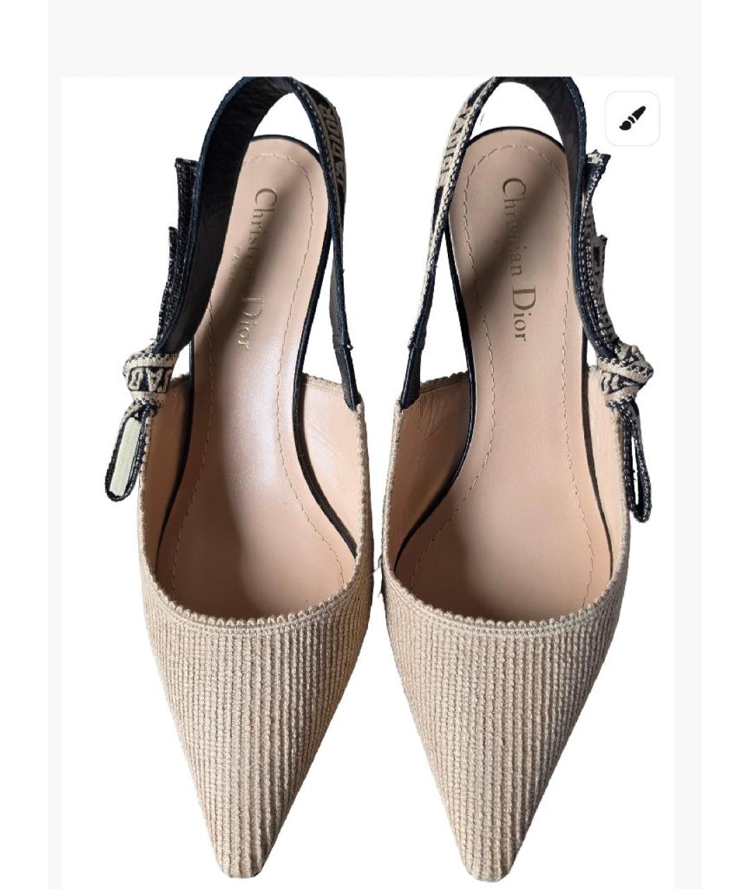 CHRISTIAN DIOR Бежевые лодочки на низком каблуке, фото 2