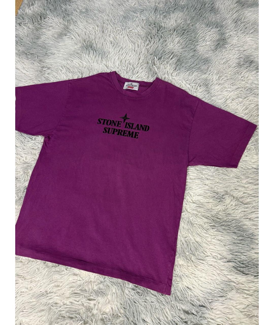 STONE ISLAND Фиолетовая хлопковая футболка, фото 3