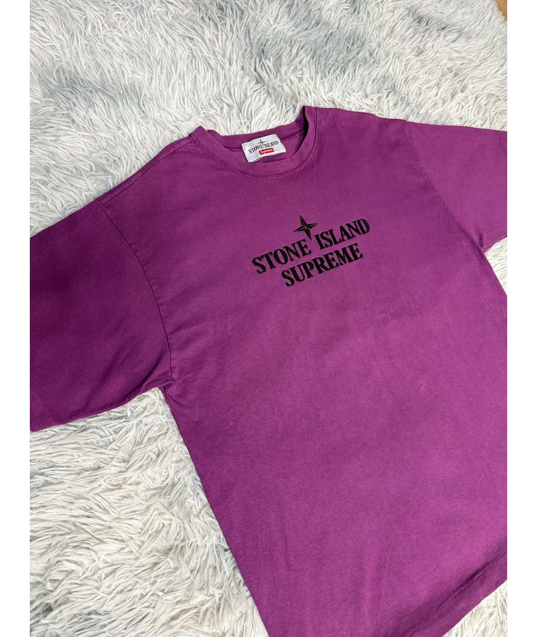 STONE ISLAND Фиолетовая хлопковая футболка, фото 4