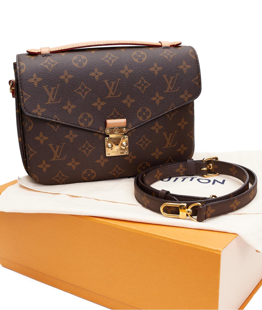 LOUIS VUITTON Коричневая кожаная сумка через плечо, фото 5