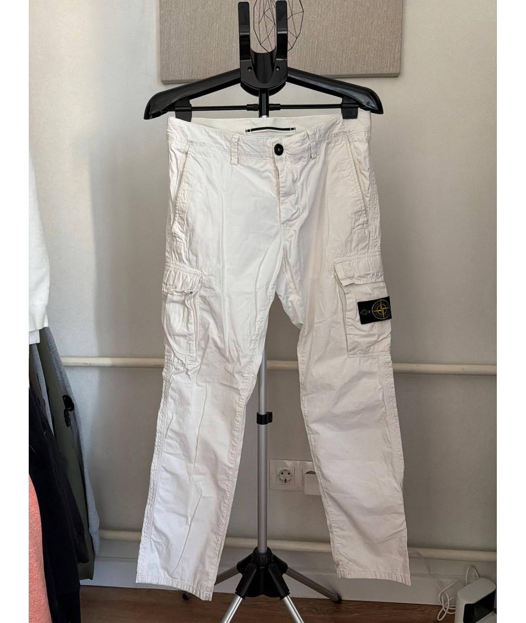STONE ISLAND Белые хлопковые повседневные брюки, фото 3