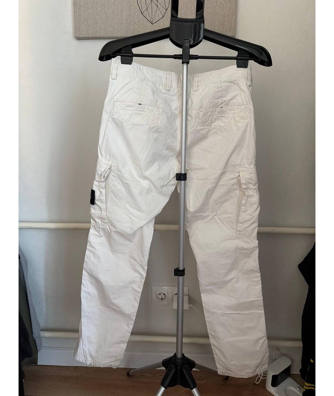STONE ISLAND Белые хлопковые повседневные брюки, фото 2
