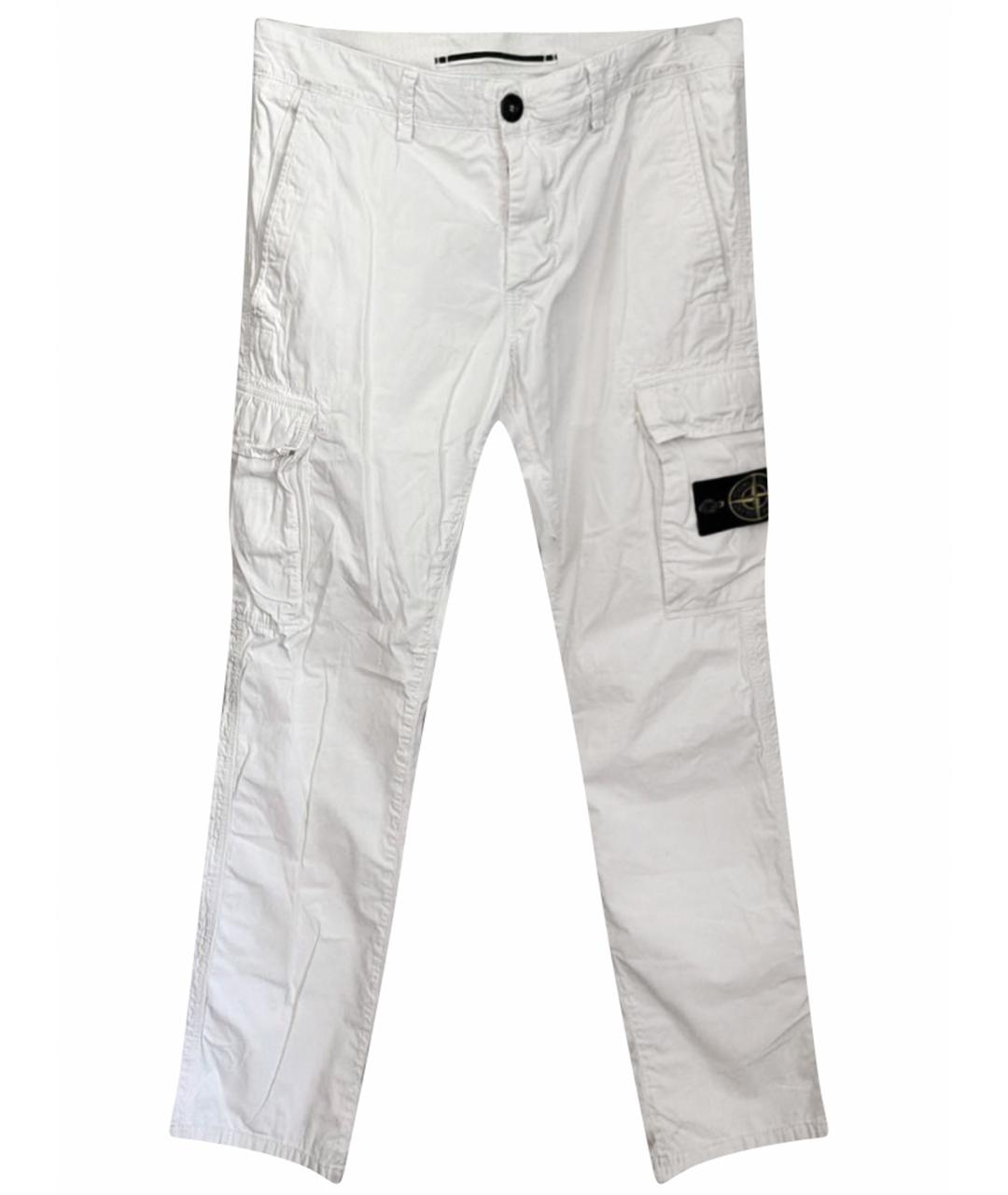 STONE ISLAND Белые хлопковые повседневные брюки, фото 1