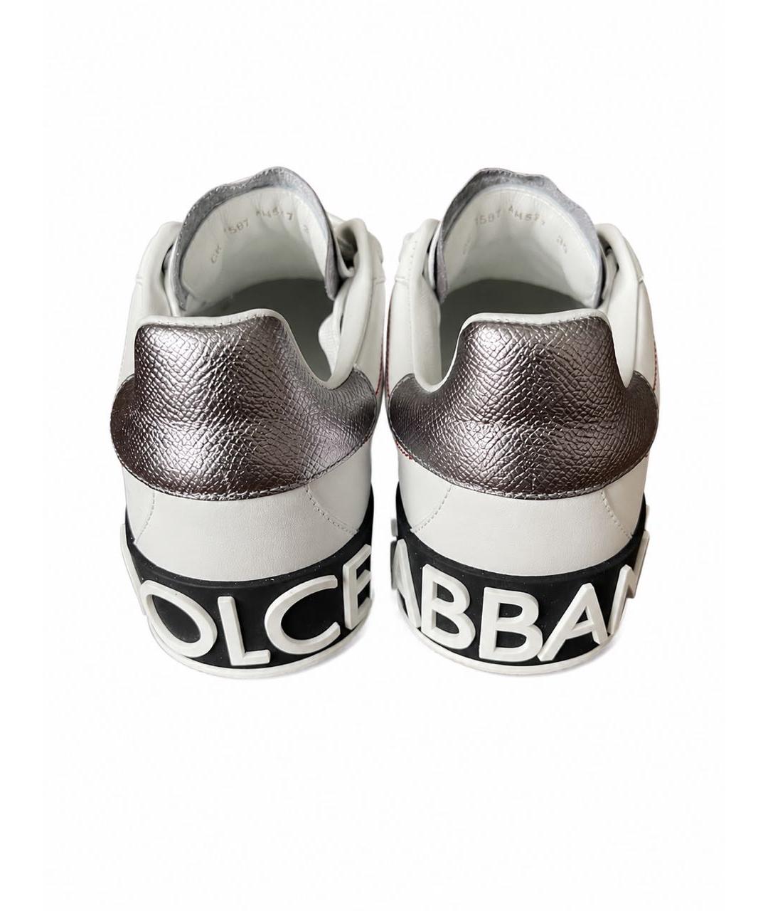 DOLCE&GABBANA Белые кожаные кеды, фото 3