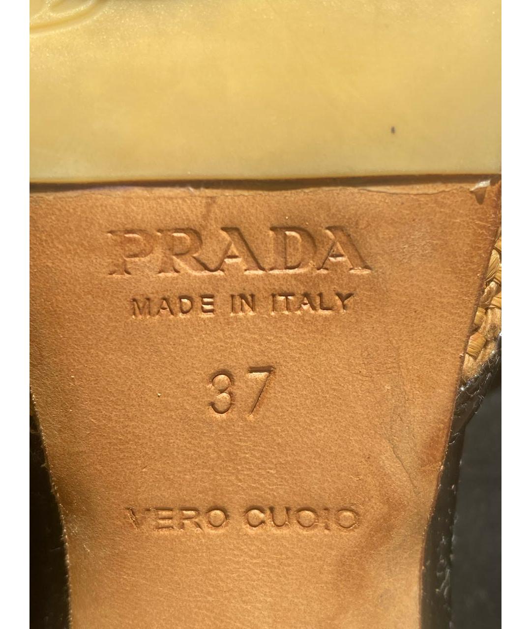 PRADA Бежевые кожаные босоножки, фото 4