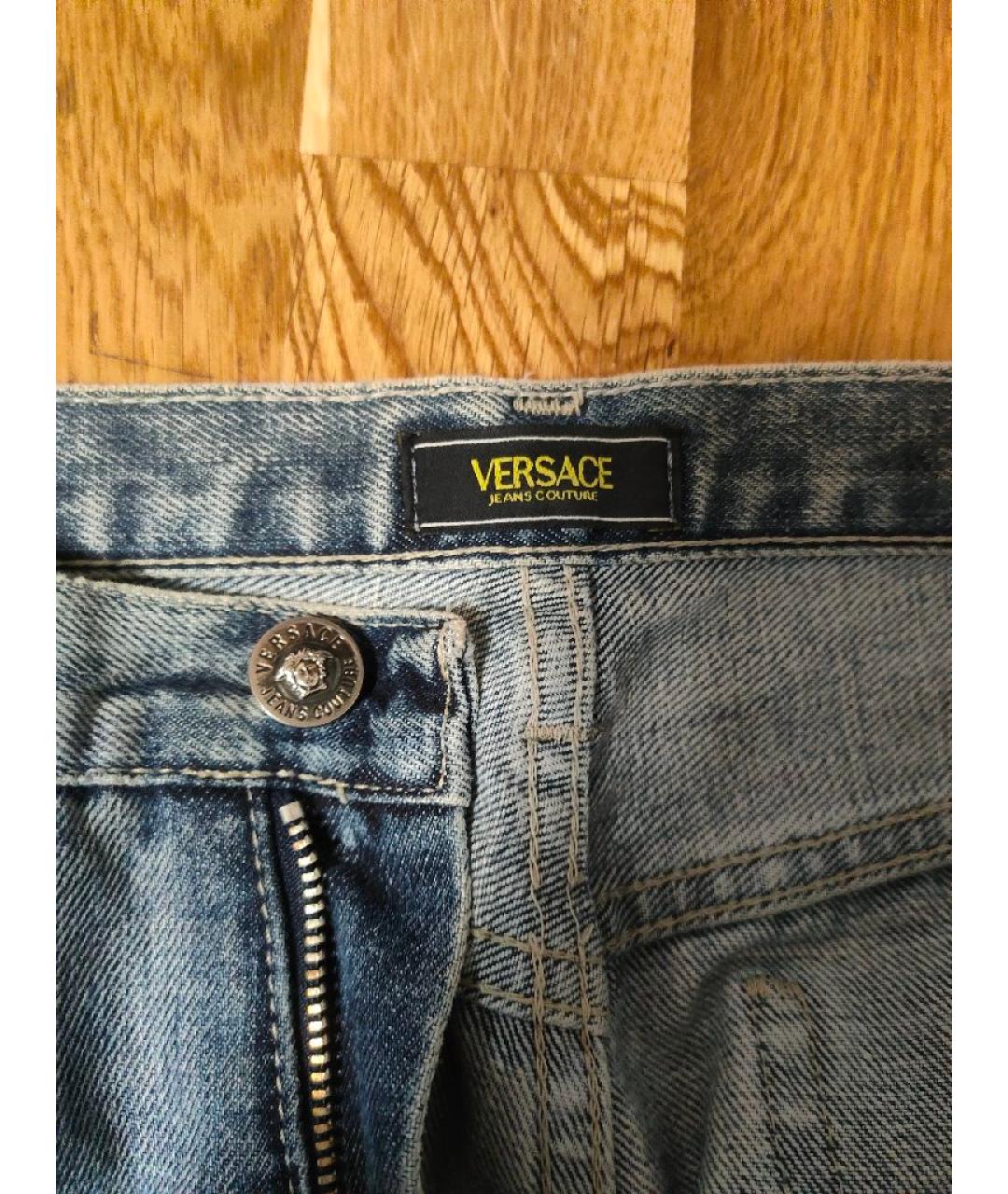 VERSACE Синие хлопковые джинсы клеш, фото 3