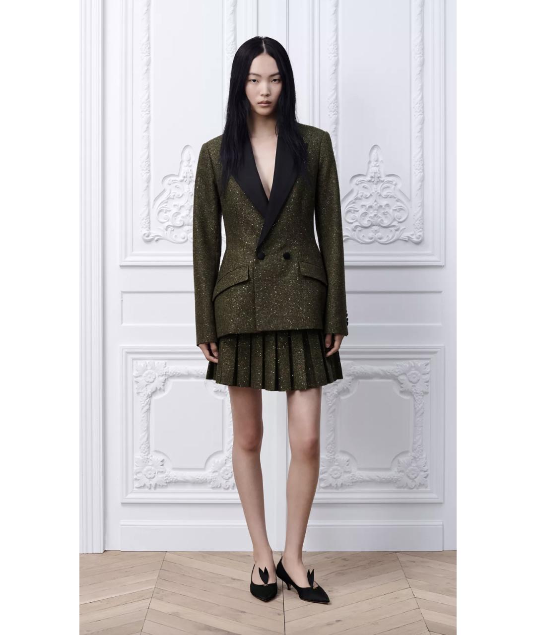 CHRISTIAN DIOR Зеленый шелковый костюм с юбками, фото 4