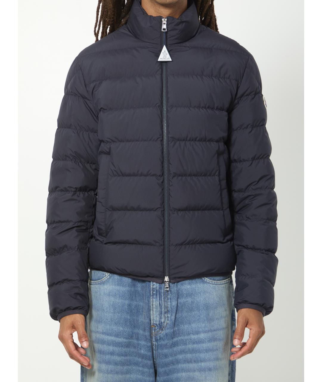 MONCLER Темно-синий полиэстеровый пуховик, фото 5