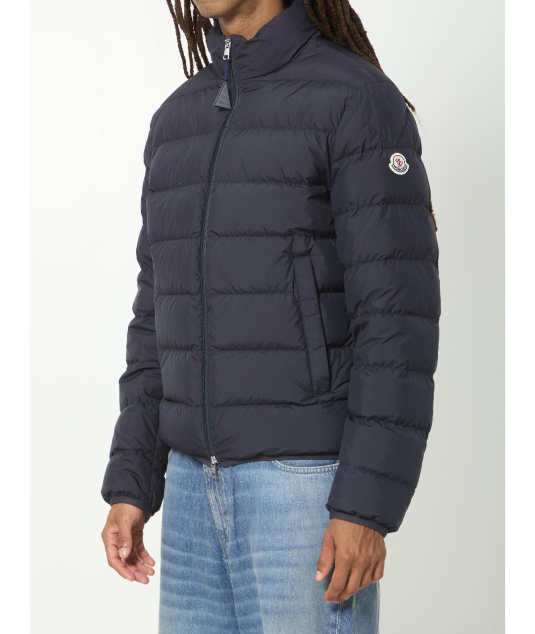 MONCLER Темно-синий полиэстеровый пуховик, фото 2
