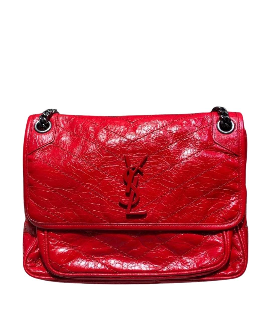 SAINT LAURENT Красная кожаная сумка через плечо, фото 1