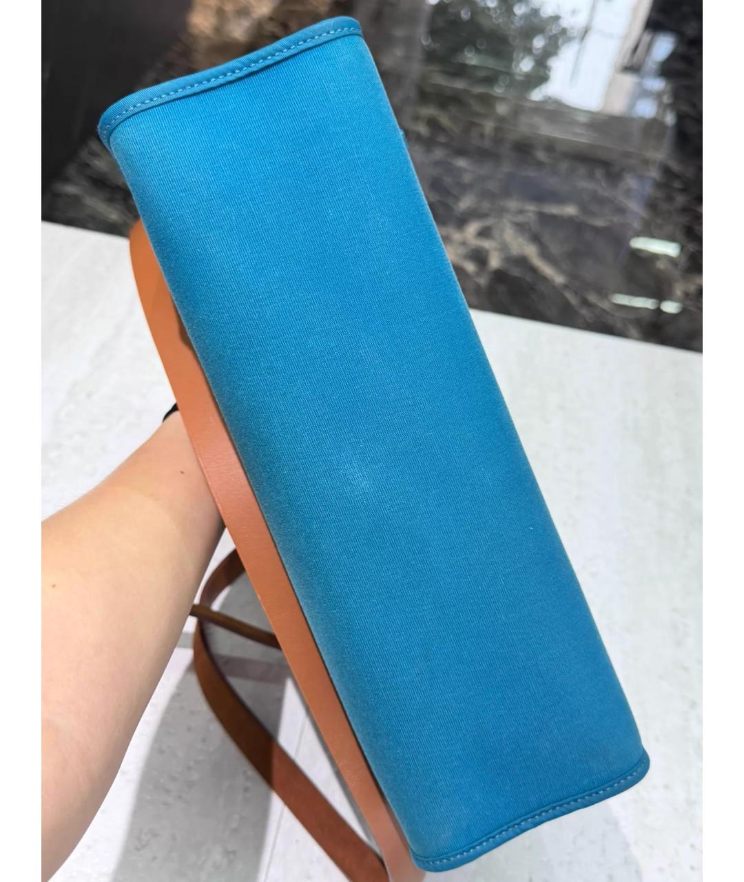 HERMES Голубая тканевая сумка через плечо, фото 4