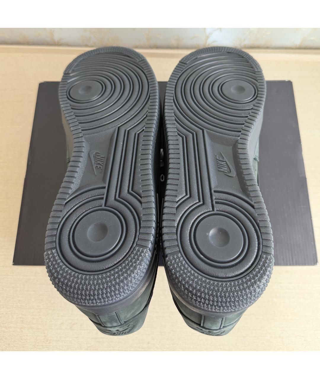 NIKE Зеленые нубуковые низкие кроссовки / кеды, фото 4