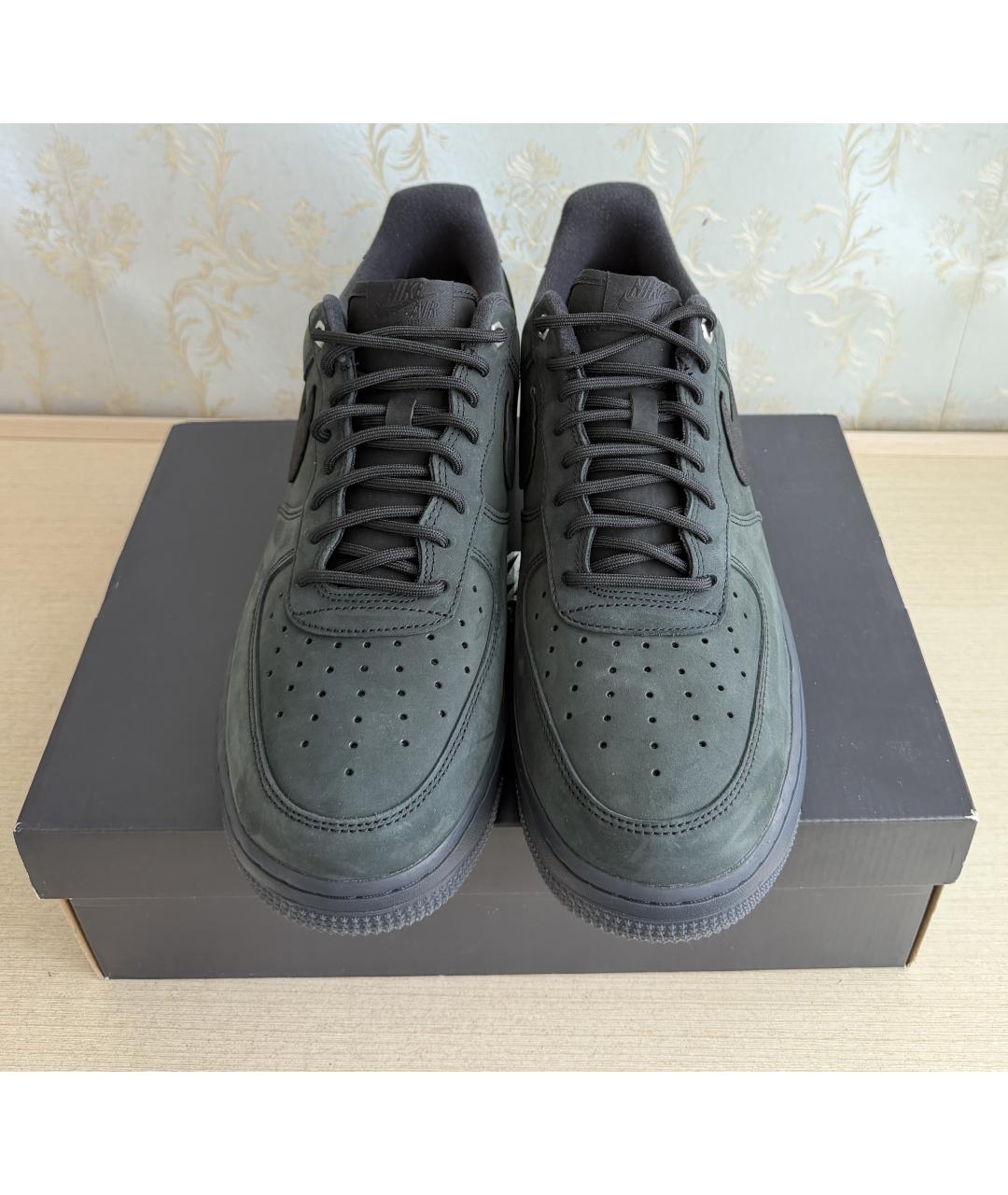 NIKE Зеленые нубуковые низкие кроссовки / кеды, фото 2