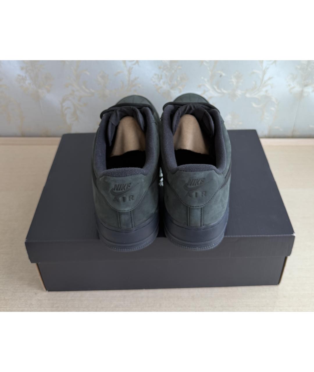 NIKE Зеленые нубуковые низкие кроссовки / кеды, фото 3