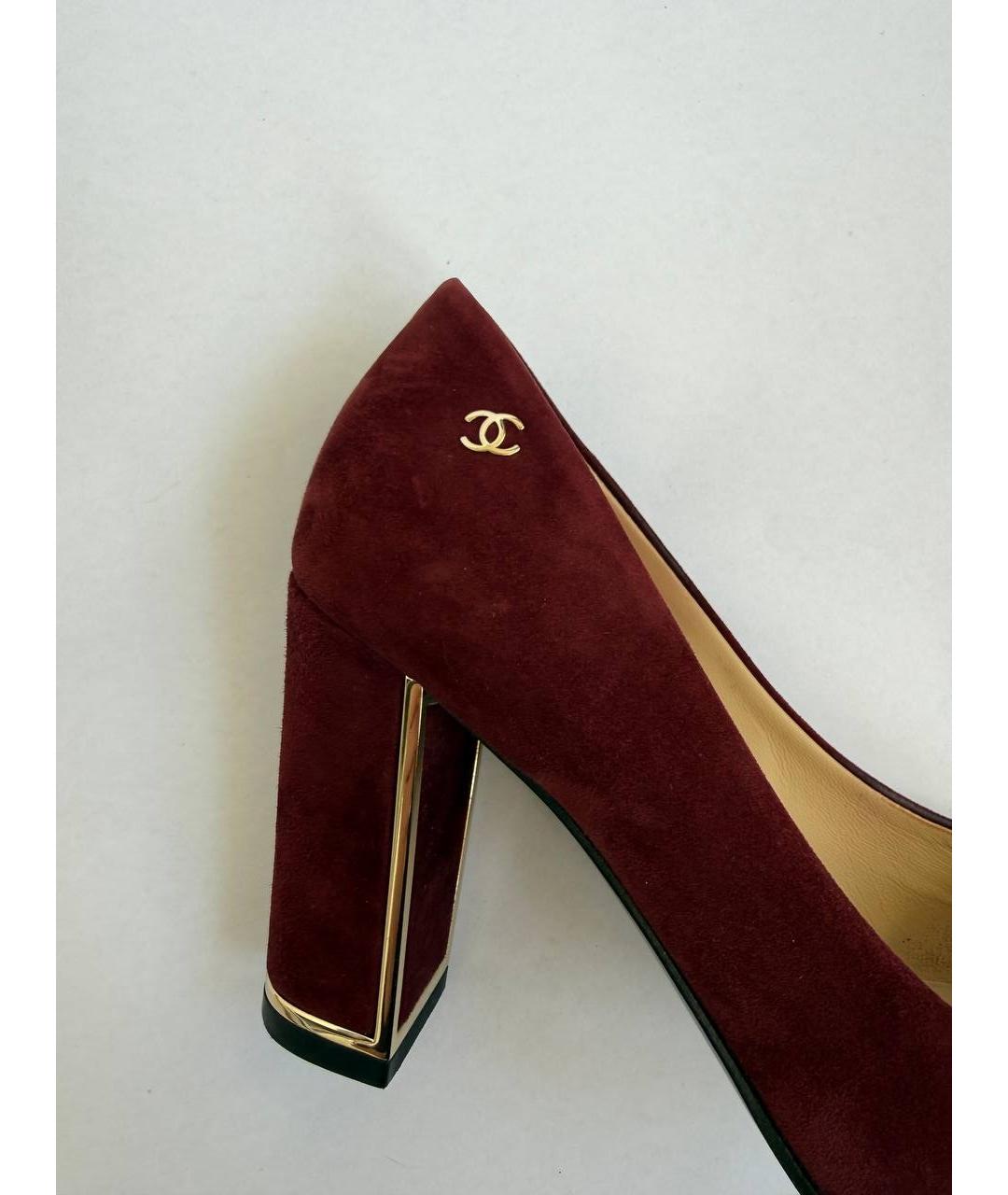 CHANEL Бордовые замшевые туфли, фото 6